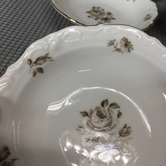 Set of 5 Vintage Winterling China Dawn Rose 5 1/2" Dessert/Sauce Bowls Gold Trim - Picture 12 of 16